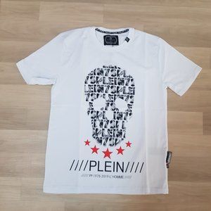 Philipp Plein Skull Strass Paste White T-Shirt